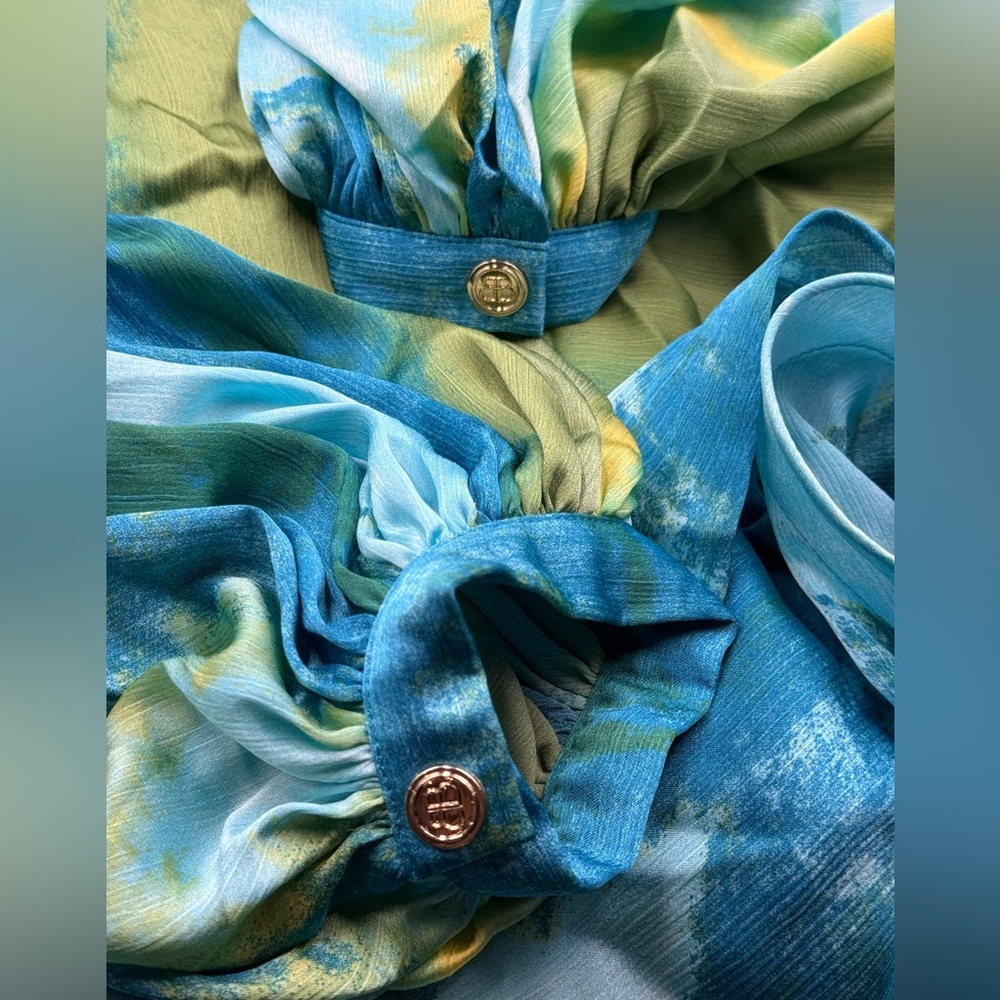 🆕 BRONX & BANCO 🧿 NWOT Bedouin Coastal Mini Dress, Blue Multi - Sz L US 8 - Picture 15 of 17